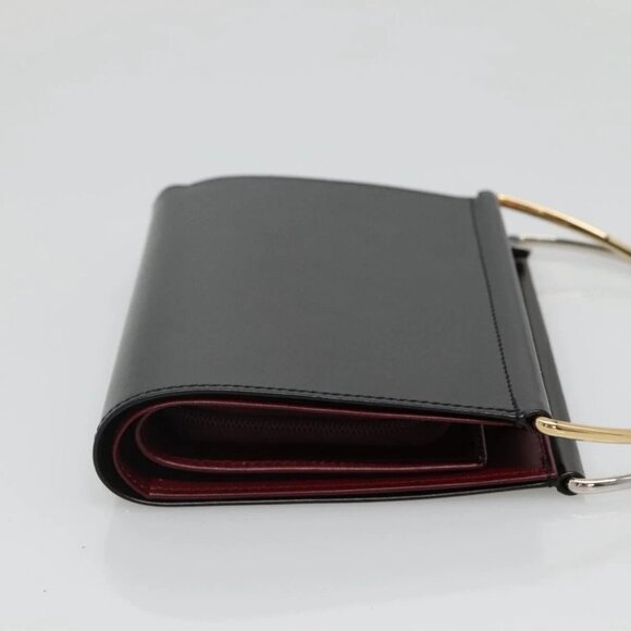 CARTIER Trinity Wallet Bag Hand Bag Leather Black - Picture 4 of 16